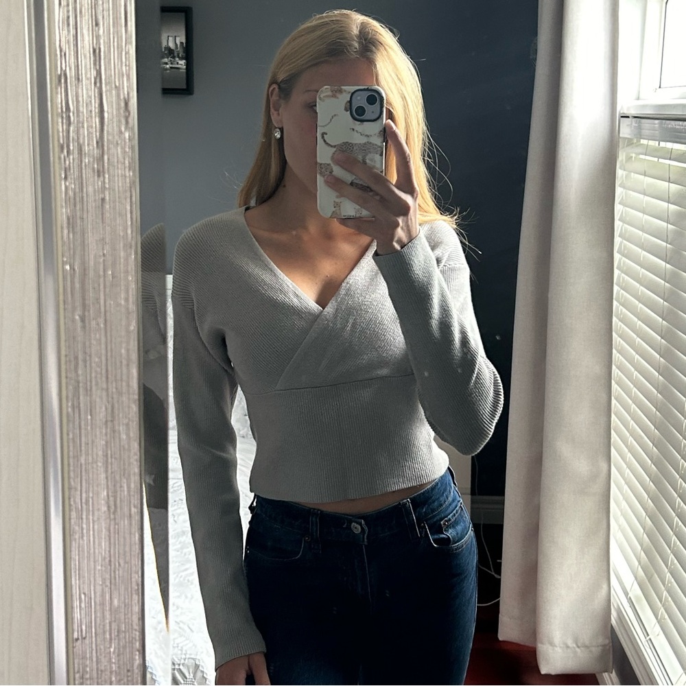 DYNAMITE Long Sleeve Cross Front Sweater
